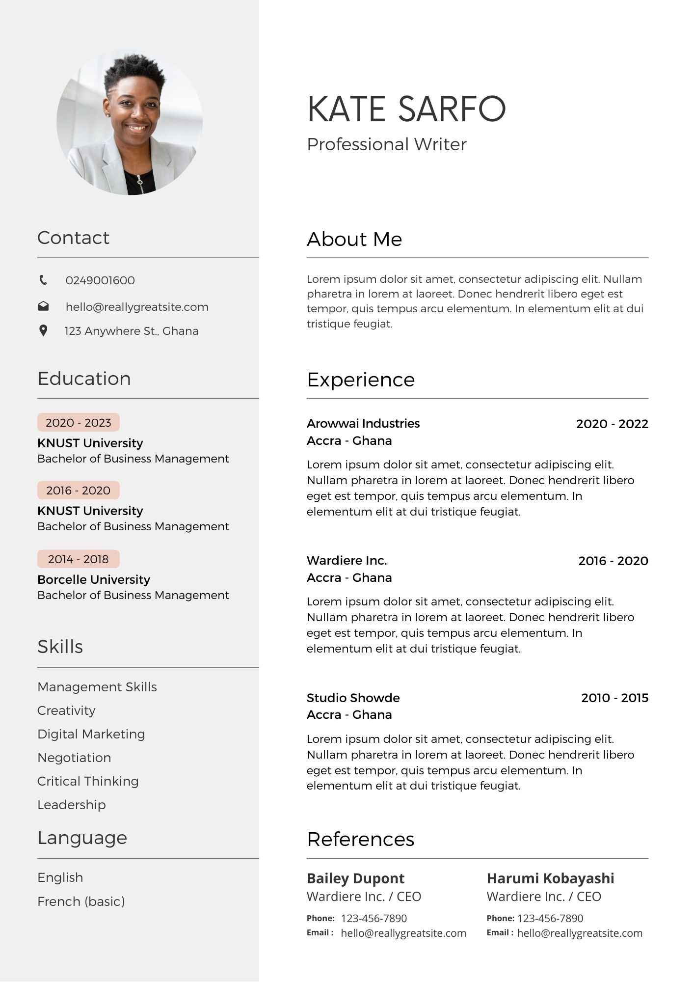 How To Write A CV In Ghana: Samples & Examples | CV Writing Services