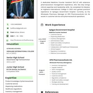 cv samples in ghana. Curriculum Vitae Sample Ghana, sample cv in ghana for teachers, students jobs